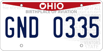 OH license plate GND0335