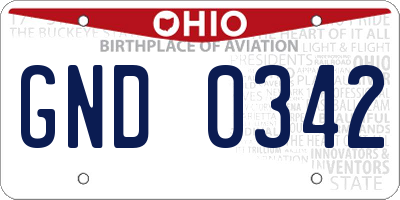 OH license plate GND0342