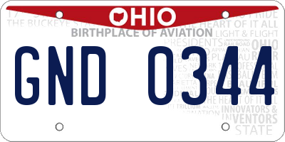 OH license plate GND0344