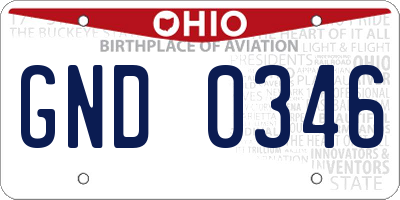 OH license plate GND0346