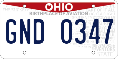 OH license plate GND0347
