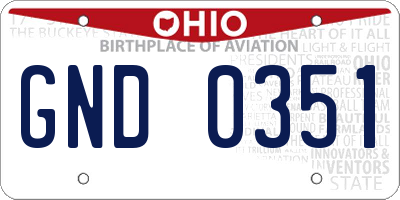 OH license plate GND0351
