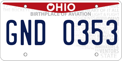 OH license plate GND0353