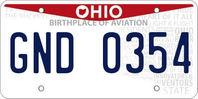 OH license plate GND0354