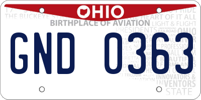 OH license plate GND0363