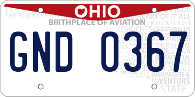 OH license plate GND0367