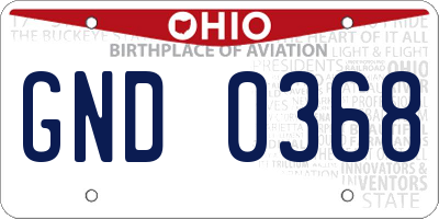 OH license plate GND0368