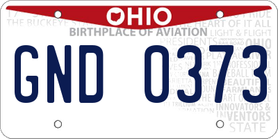 OH license plate GND0373