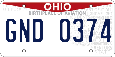 OH license plate GND0374