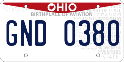 OH license plate GND0380