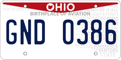 OH license plate GND0386