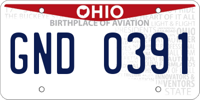 OH license plate GND0391