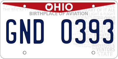 OH license plate GND0393