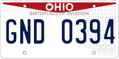 OH license plate GND0394