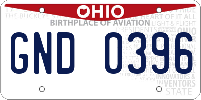 OH license plate GND0396
