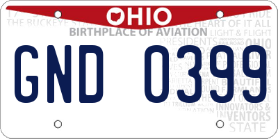 OH license plate GND0399