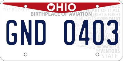 OH license plate GND0403