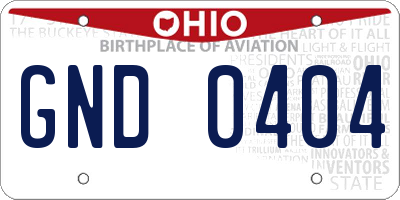 OH license plate GND0404