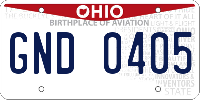 OH license plate GND0405