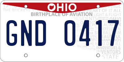 OH license plate GND0417