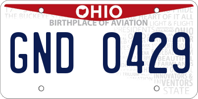 OH license plate GND0429