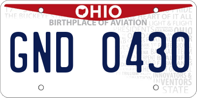 OH license plate GND0430
