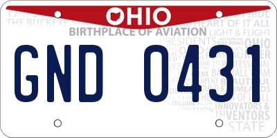 OH license plate GND0431