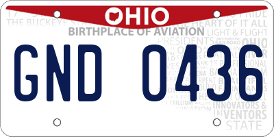 OH license plate GND0436