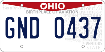 OH license plate GND0437