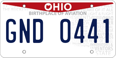 OH license plate GND0441