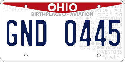 OH license plate GND0445