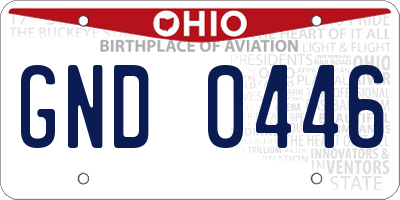 OH license plate GND0446