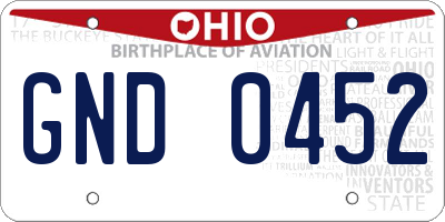 OH license plate GND0452