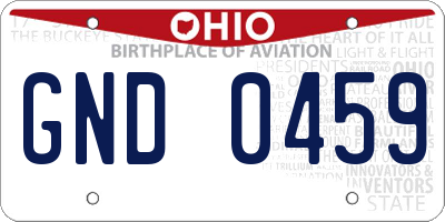 OH license plate GND0459
