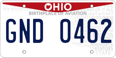 OH license plate GND0462