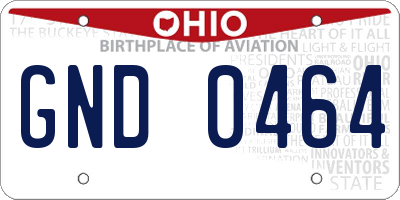 OH license plate GND0464