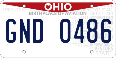 OH license plate GND0486