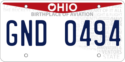 OH license plate GND0494