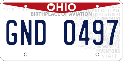 OH license plate GND0497