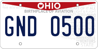 OH license plate GND0500