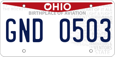 OH license plate GND0503