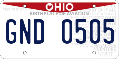 OH license plate GND0505