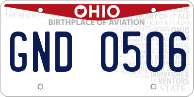 OH license plate GND0506