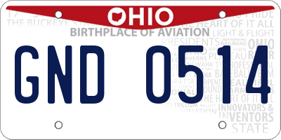 OH license plate GND0514