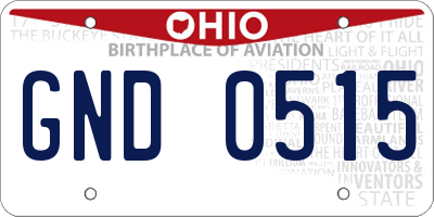 OH license plate GND0515