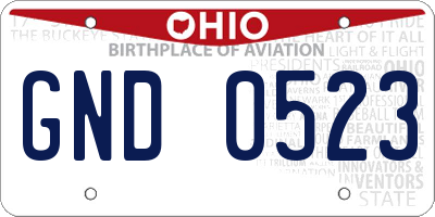 OH license plate GND0523