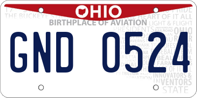 OH license plate GND0524