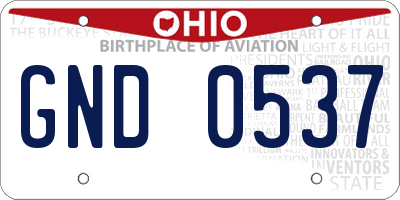 OH license plate GND0537