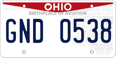 OH license plate GND0538