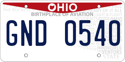 OH license plate GND0540